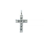 Sterling Silver Cross Charm with Cubic Zirconia