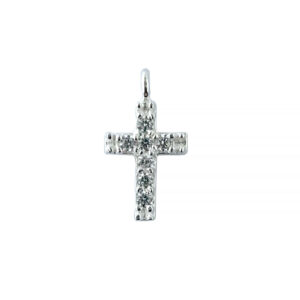 Sterling Silver Cross Charm with Cubic Zirconia