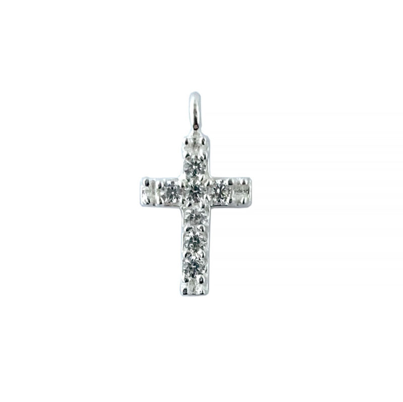 Sterling Silver Cross Charm with Cubic Zirconia