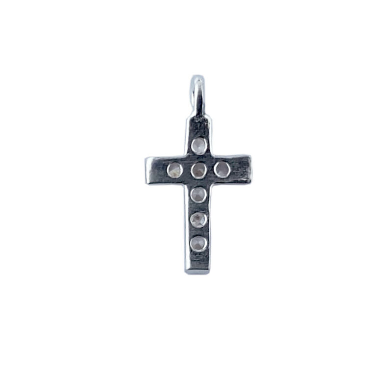 Sterling Silver Cross Charm with Cubic Zirconia back