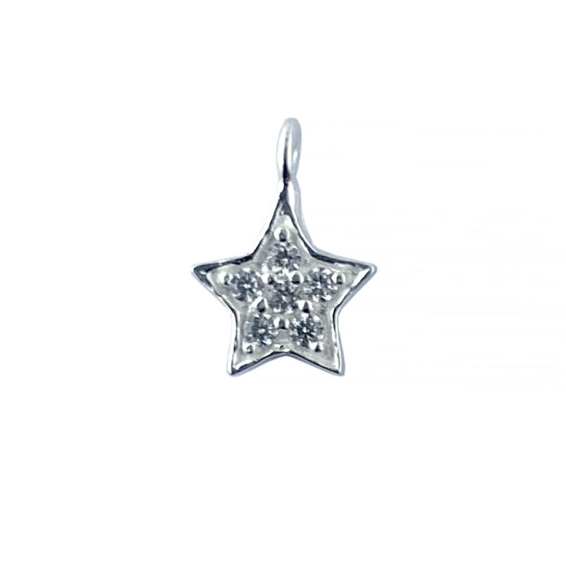 Sterling Silver Star Charm with Cubic Zirconia