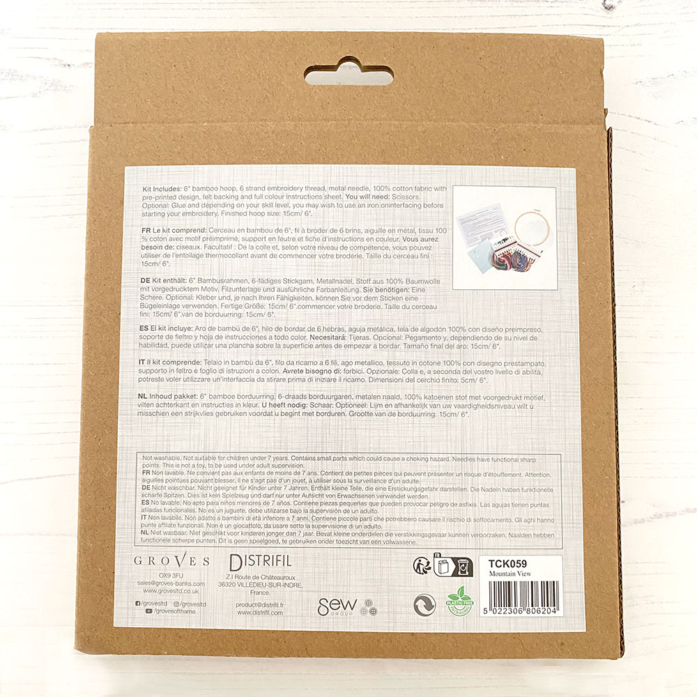 Trimits Mountain View Embroidery Hoop Kit back of box