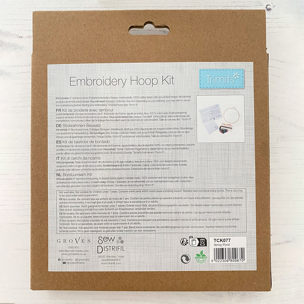 Trimits spring floral embroidery hoop kit