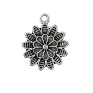 Dahlia charm antique silver