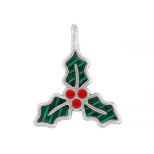 silver plated enamel holly charm