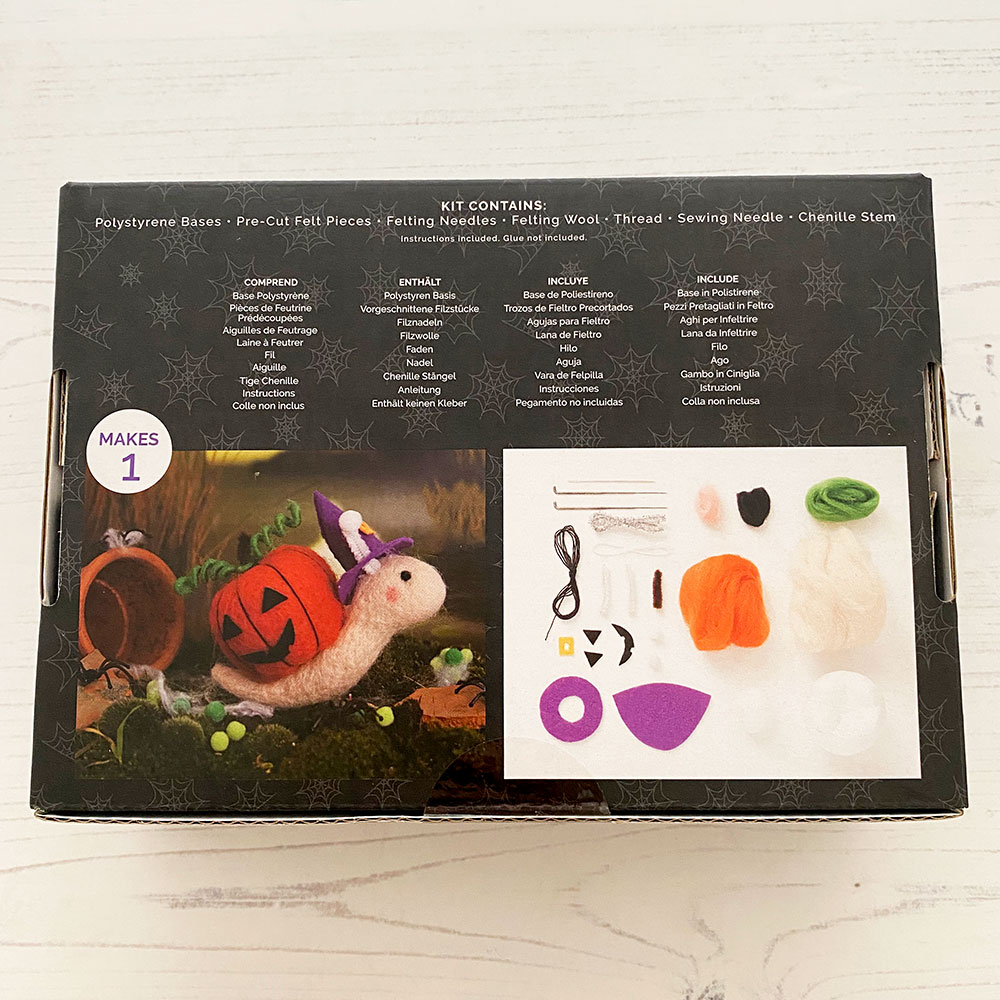 Simply make pumpkin snail needle fellting kit contents