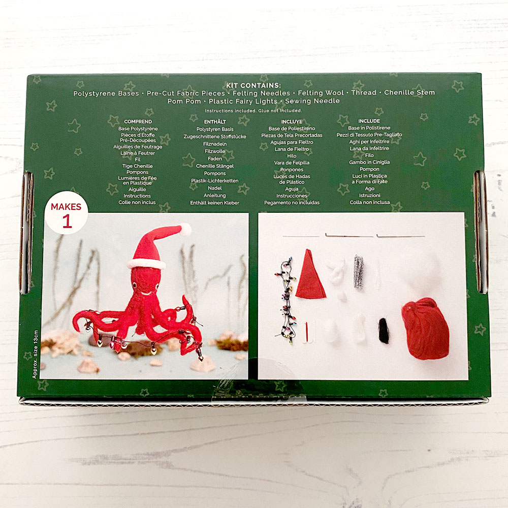 Christmas Octopus Needle Felting back of packaging