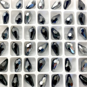 Preciosa 5.5 x 11mm Drop Crystal Pendant Jet Hematite