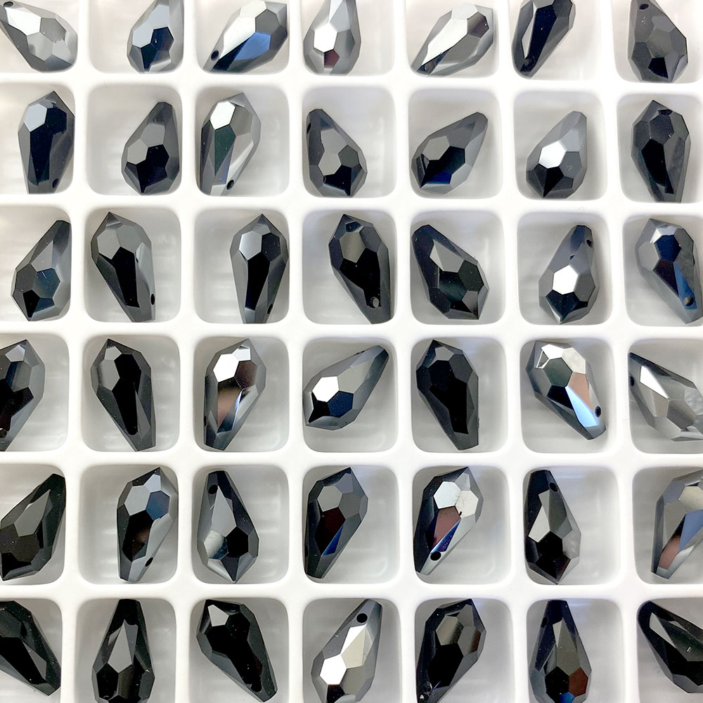 Preciosa 5.5 x 11mm Drop Crystal Pendant Jet Hematite