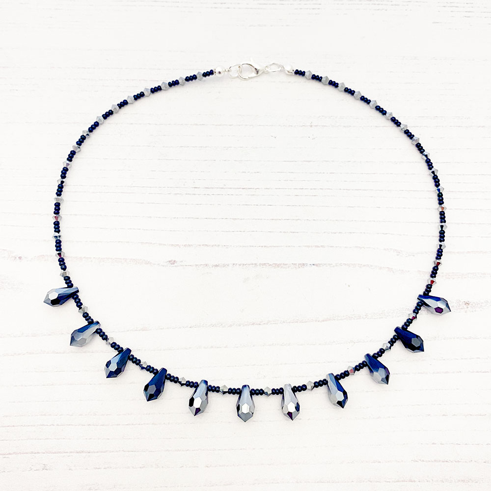 Drop Crystal Pendant Jet Hematite necklace inspiration