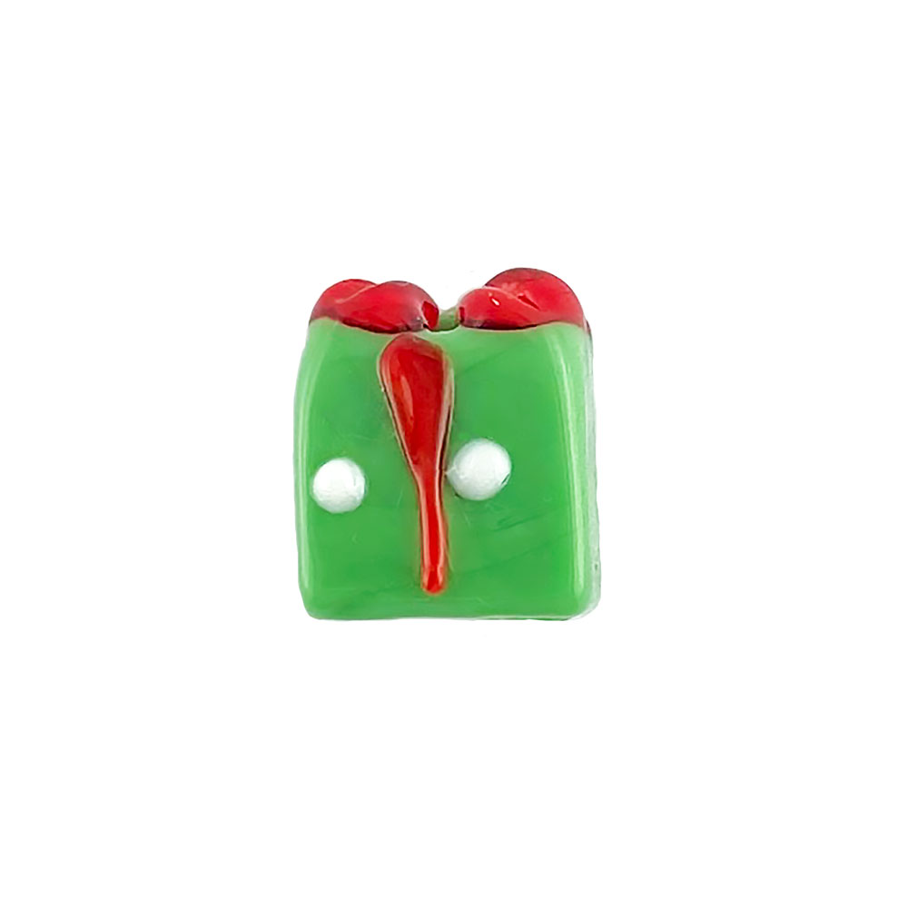 Glass christmas present bead