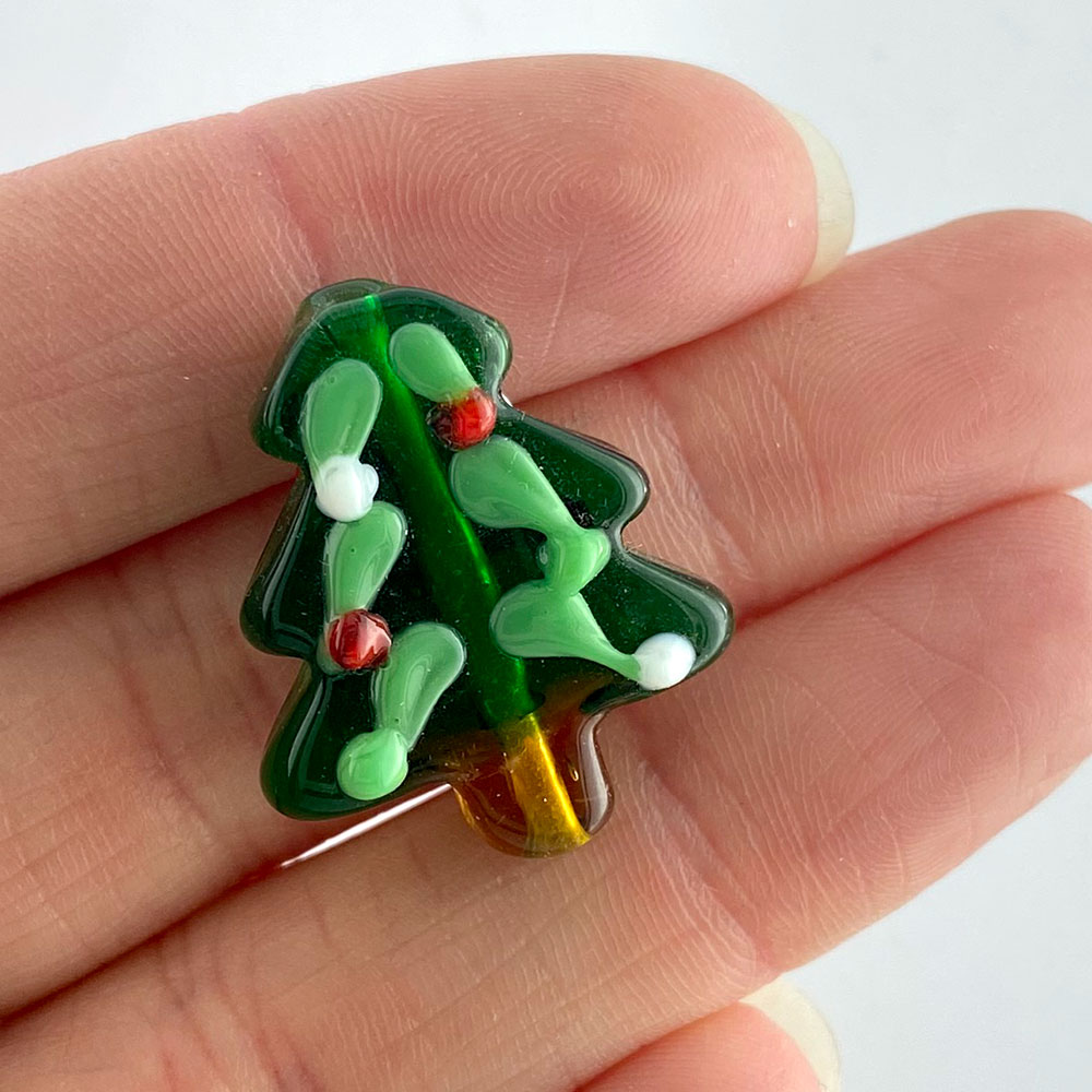 glass christmas tree bead