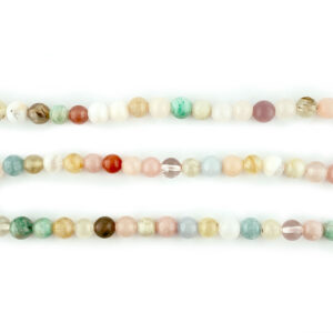 mixed semi precious gemstone beads Amazonite, Aquamarine, Jade, Pink Tourmaline and Pink Opal.