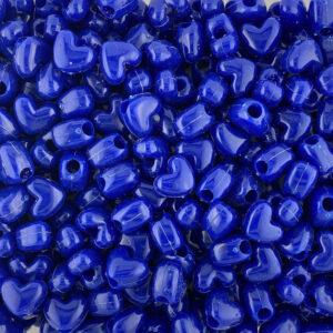 Opaque Royal Blue Plastic Heart Bead