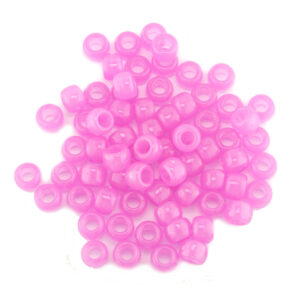 Glow In The Dark Pink Plastic Pony Beads