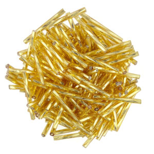 25mm twisted silver lined light gold bugle beads