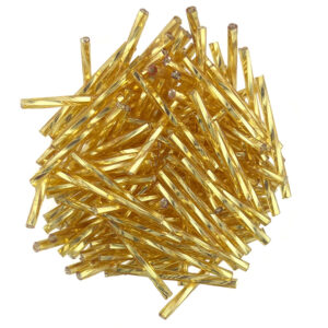 Preciosa 30mm silver lined gold bugle beads
