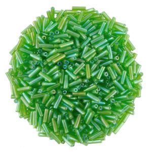 7mm straight light green lustre bugle beads