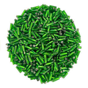 7mm twisted silver lined green bugle bead