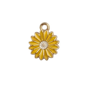 enamel yellow daisy charm