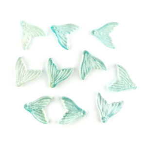 Glass Mermaid Tail Pendant Aqua/Gold