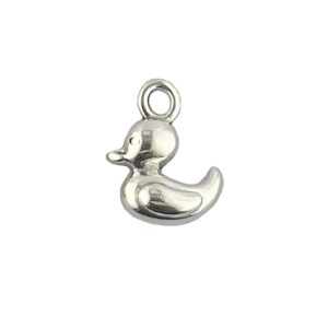 silver plated metal duck pendant charm